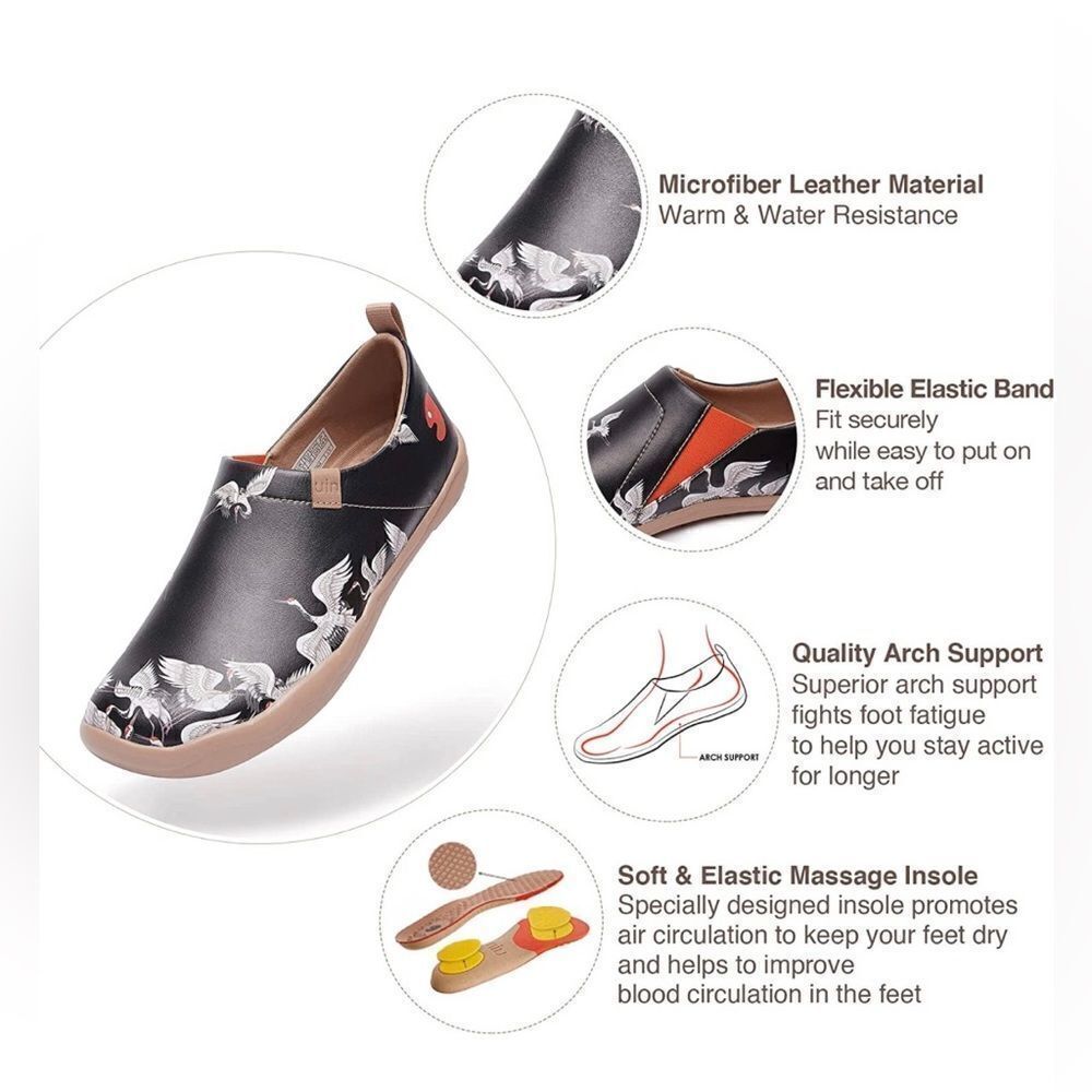 UIN Women's Walking Travel Shoes SlipOn Microfiber Casual Loafers(Crane in Dark) - Picture 6 of 7
